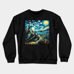 Great Wall of China Starry Night - Beautiful Iconic Places Crewneck Sweatshirt